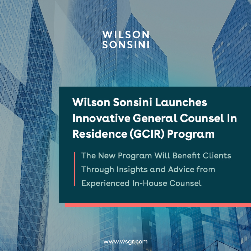 📰Hot off the press! Today, we announced the launch of our innovative General Counsel in Residence (GCIR) program. Learn more about the program, modeled after the entrepreneur-in-residence roles at VC firms, &amp; inaugural participant Kiki Haar: wsgr.com/en/insights/wi…