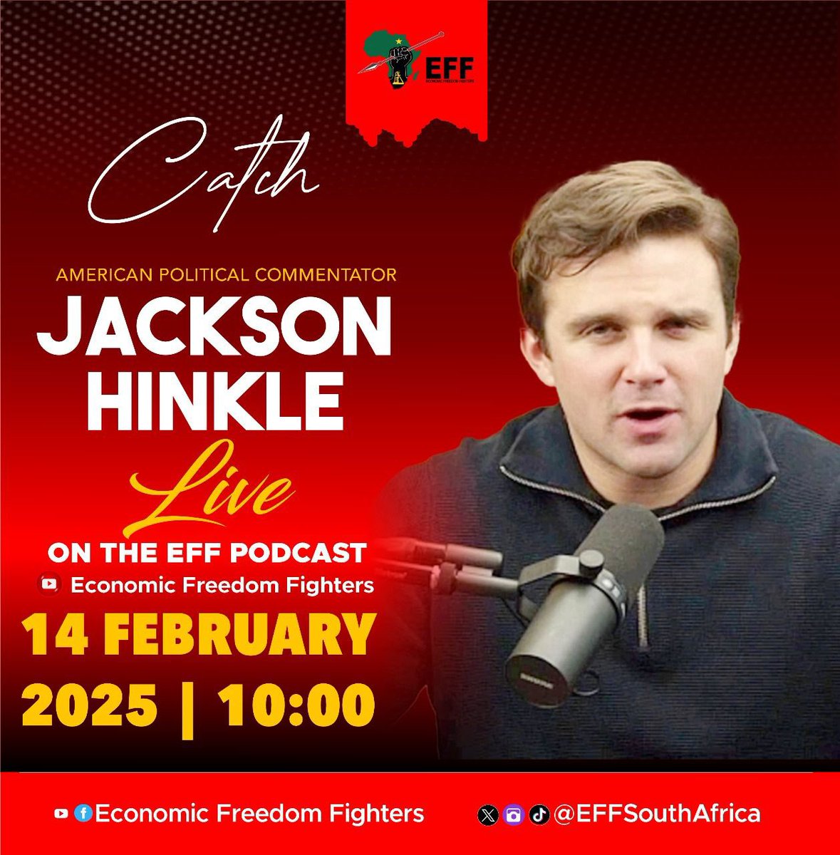 jacksonhinkle's tweet photo. 🇺🇸🤝🇿🇦 I look forward to VISITING SOUTH AFRICA AGAIN very soon!

In the meantime, enjoy my podcast with the Economic Freedom Fighters (@EFFSouthAfrica) https://t.co/MhhOZ0Mlct
