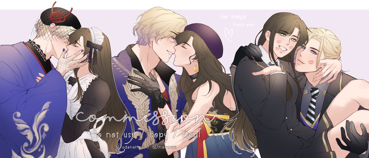 It's Valentine's day (in Japan lol) so I'm posting this gorgeous commission by <a href="/udonoharu/">haru 🌸</a> 
It's something I call 'Forever loving you'
No matter the world, no matter the place, Vil and Ann will find each other because their love transcends time and place