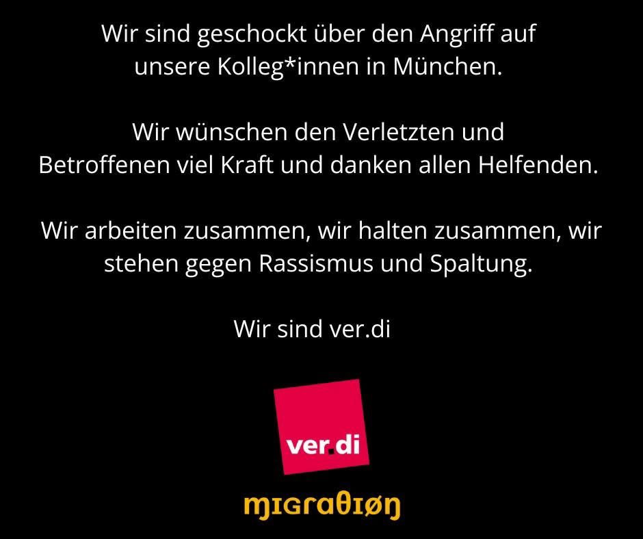 khan_lan's tweet photo. Wir wenden uns gegen die Instrumentalisierung dieser Tat, gegen d rassistische Dauerschleife. Viele der Opfer dieses Angriffs sind eingewanderte KollegInnen, jede Hetze, jede Verallgemeinerung macht das Leben unserer Leute nur schwieriger. Wir brauchen Prävention und Aufklärung. https://t.co/mUZbG12qn4