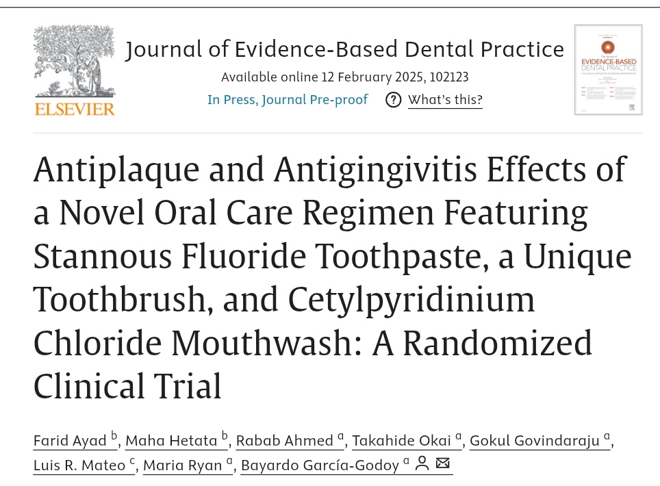 ShoaibAlamKhat2's tweet image. A novel antibacterial oral care regimen slashes plaque and gingivitis in just 1 week—15x more effective than standard brushing! 🦷✨

#OralHealth #Gingivitis #PlaqueControl #DentalCare #HealthyGums #Plaque #Fluoride
sciencedirect.com/science/articl…