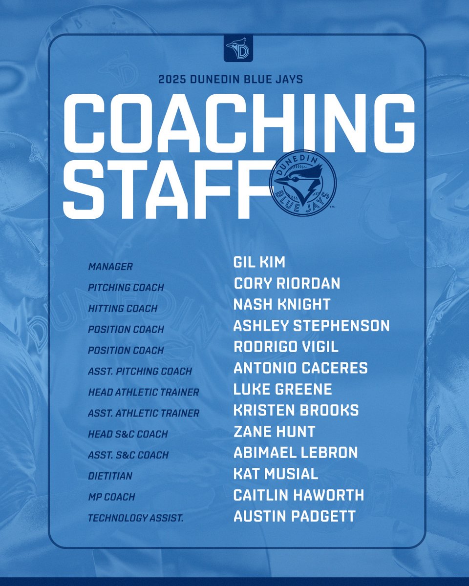 Introducing our Dunedin Blue Jays coaching staff for the 2025 season!!