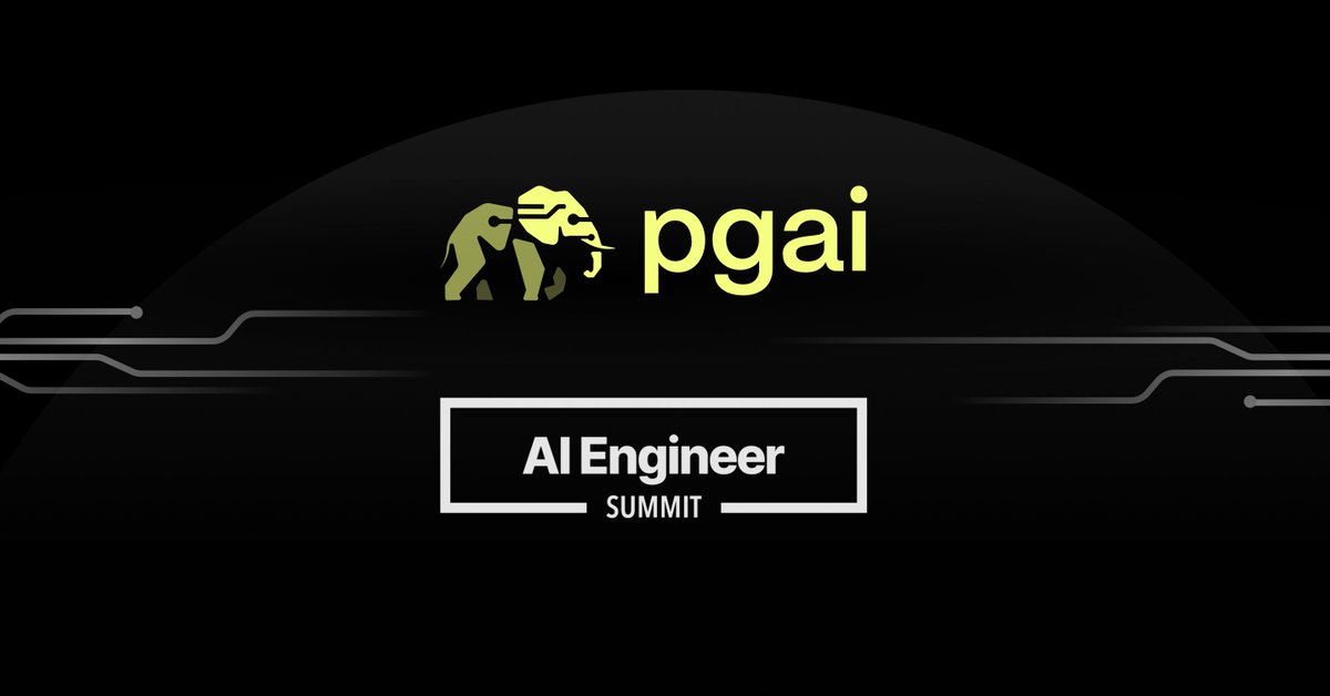 avthar's tweet photo. Proud to announce that pgai and @TimescaleDB are sponsoring The 2025 @aiDotEngineer Summit NYC!

AI Engineer Summit the #1 technical conference in the world for AI engineers and leadership. The theme of this Summit is Agents at Work, with a special focus on in-production stories.

We're super proud to be supporting this event, and I personally couldn't be more excited for the high-quality sessions and hallway discussions that will take place!

Are you attending AI Engineer Summit NYC?  And building building RAG or Agents with PostgreSQL and Pgvector? If so, come say hi! Myself and the pgai team will be at the Summit and eager to share stories and demo our latest releases (and sneak peaks and upcoming features).