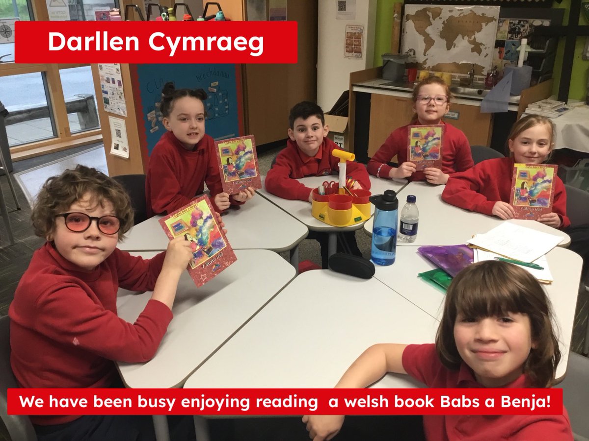 Dyma rai o ddisgyblion Bl3&amp;4 yn darllen y llyfr Cymraeg Y Blwch Hud! #darllenmewngrwp #babsabenji