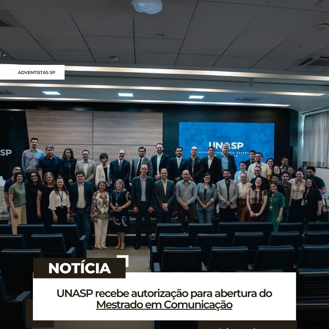 AdventistasSP's tweet photo. 📢 Mestrado Profissional em Comunicação no UNASP! 🎓🗣️
A CAPES aprovou a abertura do curso, ampliando as oportunidades para quem deseja se especializar na área. Clique no link e saiba mais: https://t.co/E4FOf27kHo

📰✨ #UNASP #Comunicação #Mestrado https://t.co/F6EkYFdMef