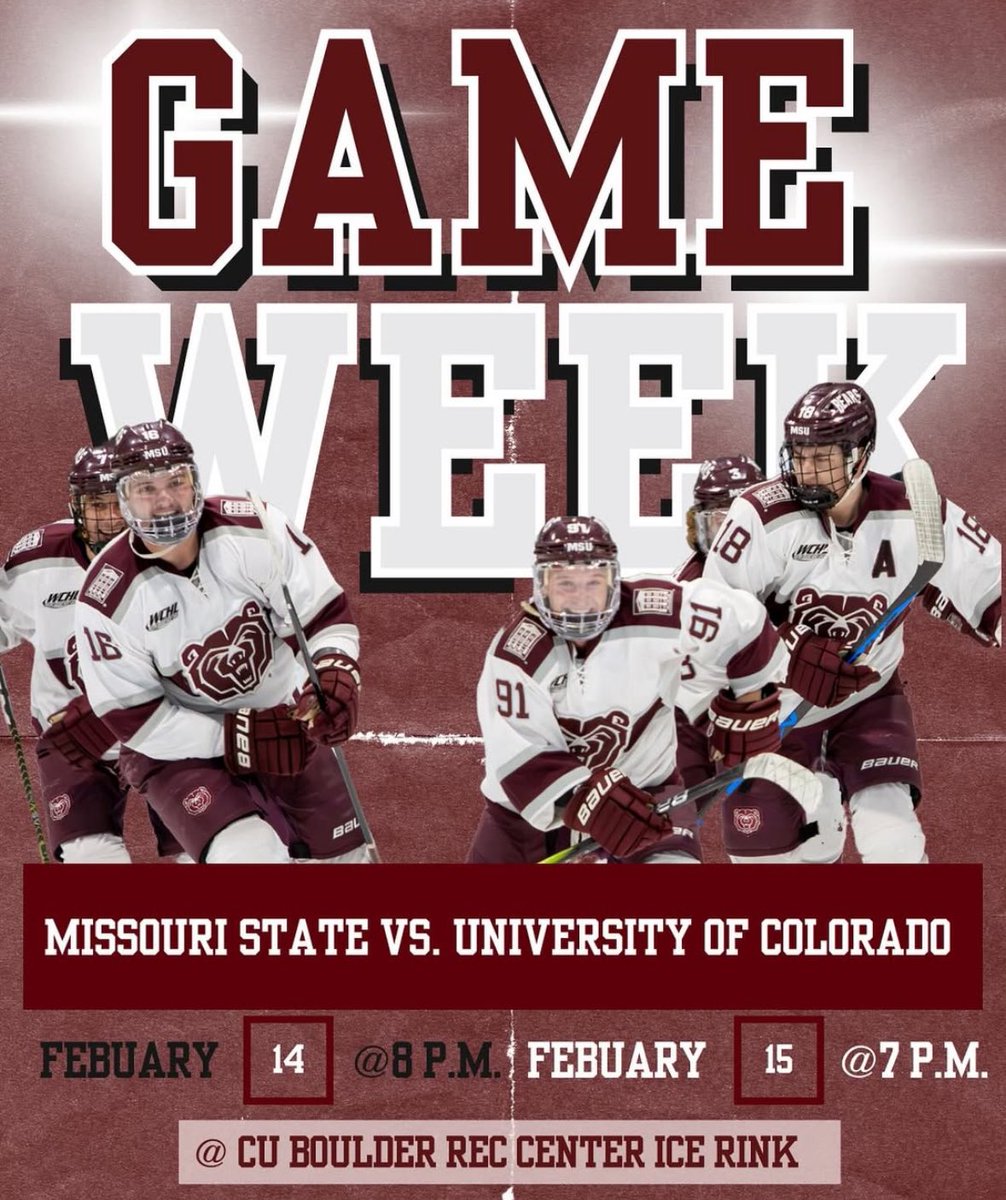 👀

Friday and Saturday night the Ice Bears face the University of Colorado! Just a couple more weeks of Ice Bears hockey left, so support the team by watching the live stream and coming to our final home games next week! 

As always, 🐻⬆️