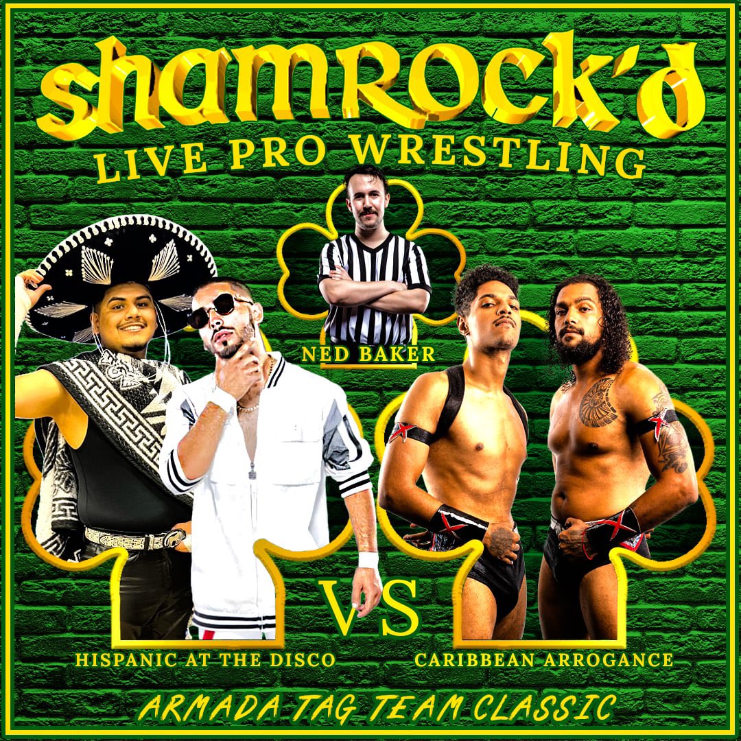 1st round match in Armada Tag Team Classic

Hispanic At The Disco

(Angel Escalera &amp; Alfredo Albiter)

Vs

Caribbean Arrogance

(Jay Rodriguez and Chuco Rodriguez)

🎟️: in bio
Tix: $16 buy one get one free!
SAT 3/1/25
111 E Main Street
Round Lake Park, IL, 60073
🚪 5:30p 
🛎️ 6p
