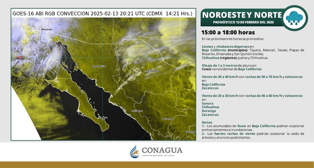 conagua_clima's tweet photo. Se prevén #Lluvias y #Chubascos en regiones del norte, noreste, noroeste y occidente de #México. https://t.co/7yCL1v0MsE