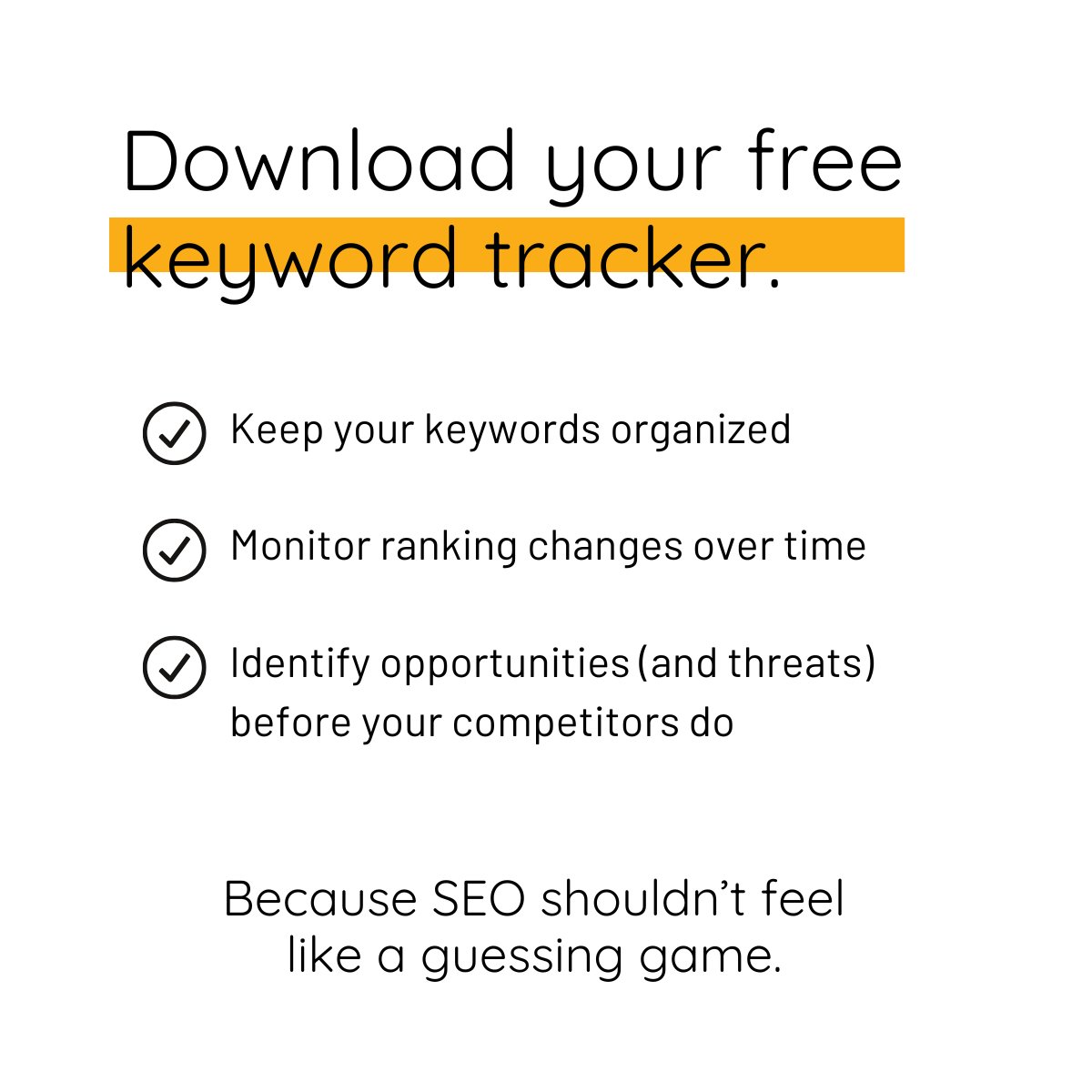 SEO isn’t a guessing game—so why aren’t you tracking your keywords?
We made a FREE Keyword Tracker to help you:
✅ Monitor rankings
✅ Stay ahead of competitors
✅ Make smarter SEO moves
Download it now and take control of your rankings! 👇
hubs.li/Q036DTtb0

#SEO