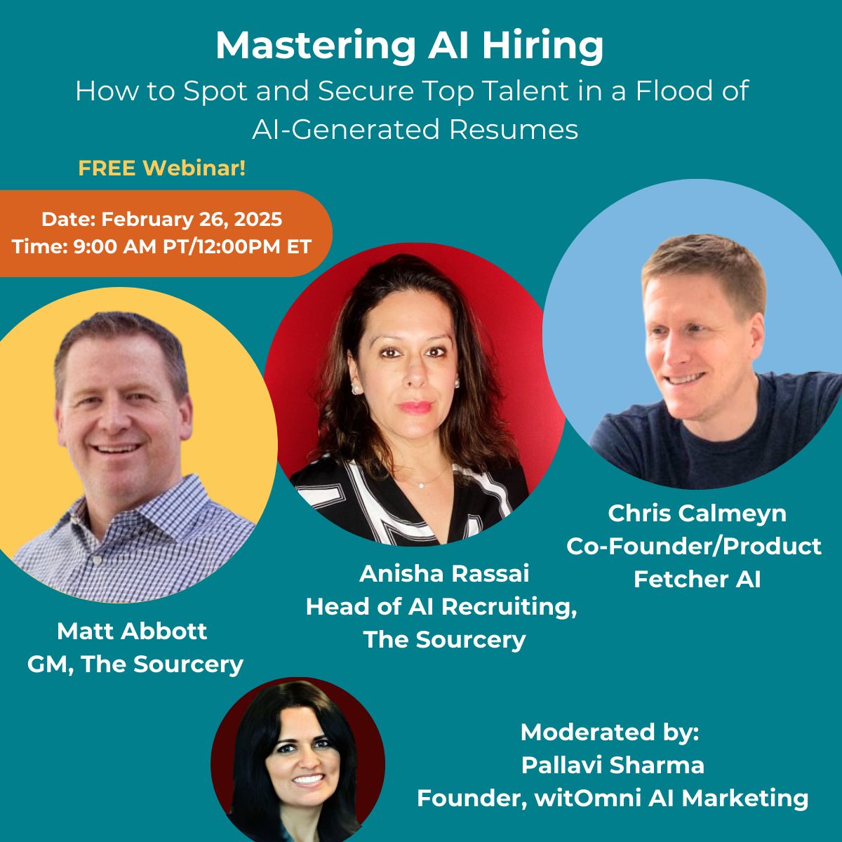 fetcherai's tweet photo. Upcoming webinar: Starring 🤩 @calc (Fetcher) + @thesourcery on AI-driven hiring

📅 Feb 26th @ noon ET - Save your spot! https://t.co/EM2ea3sS3C

We'll explore:
✅ How AI is reshaping hiring
✅ The impact of AI on candidate evaluation
✅ Balancing data &amp; intuition AND MORE https://t.co/dhuDZQ1YGI
