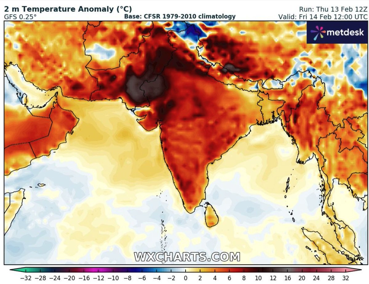 The heat in India and Pakistan is staggering already, with some regions experiencing temperature anomalies as high as 16°C above normal. Heat seasons arrive earlier in this warming climate. In passing 1.5°C globally, the threat of lethal wet-bulb temps looms large here.