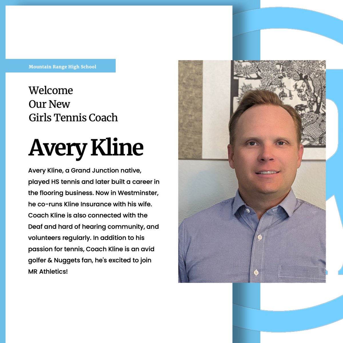 Welcome Coach Kline! Looking forward to a great Girls Tennis Season! #WeAreMR
