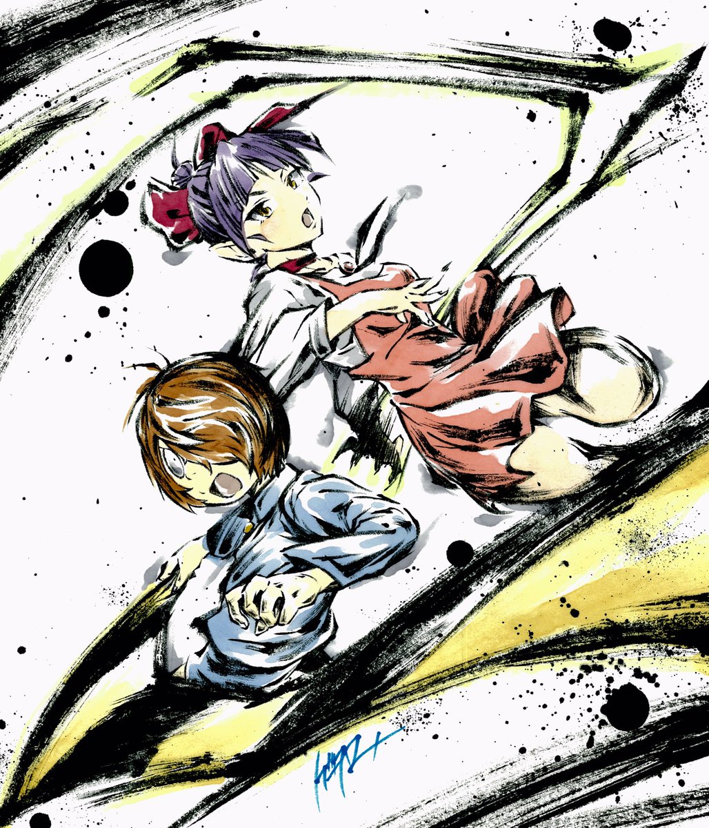 手描きイラスト 猫娘 ねこ娘 ゲゲゲの鬼太郎 原画 コピック 手描き