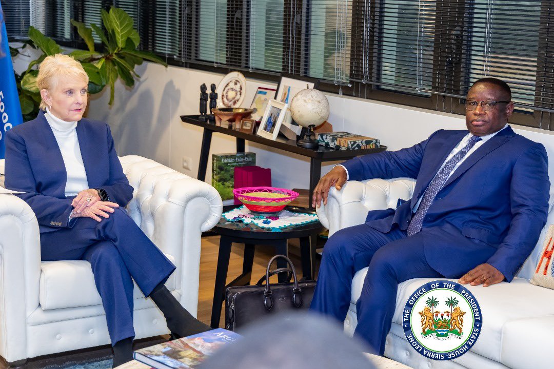 julius_maadabio's tweet image. I had a productive meeting with the Executive Director of the World Food Programme, Mrs. Cindy McCain, @WFPChief. Sierra Leone is on the path to transforming its food systems, and the @WFP  has made technical interventions to support our flagship food security initiative. 
I look…