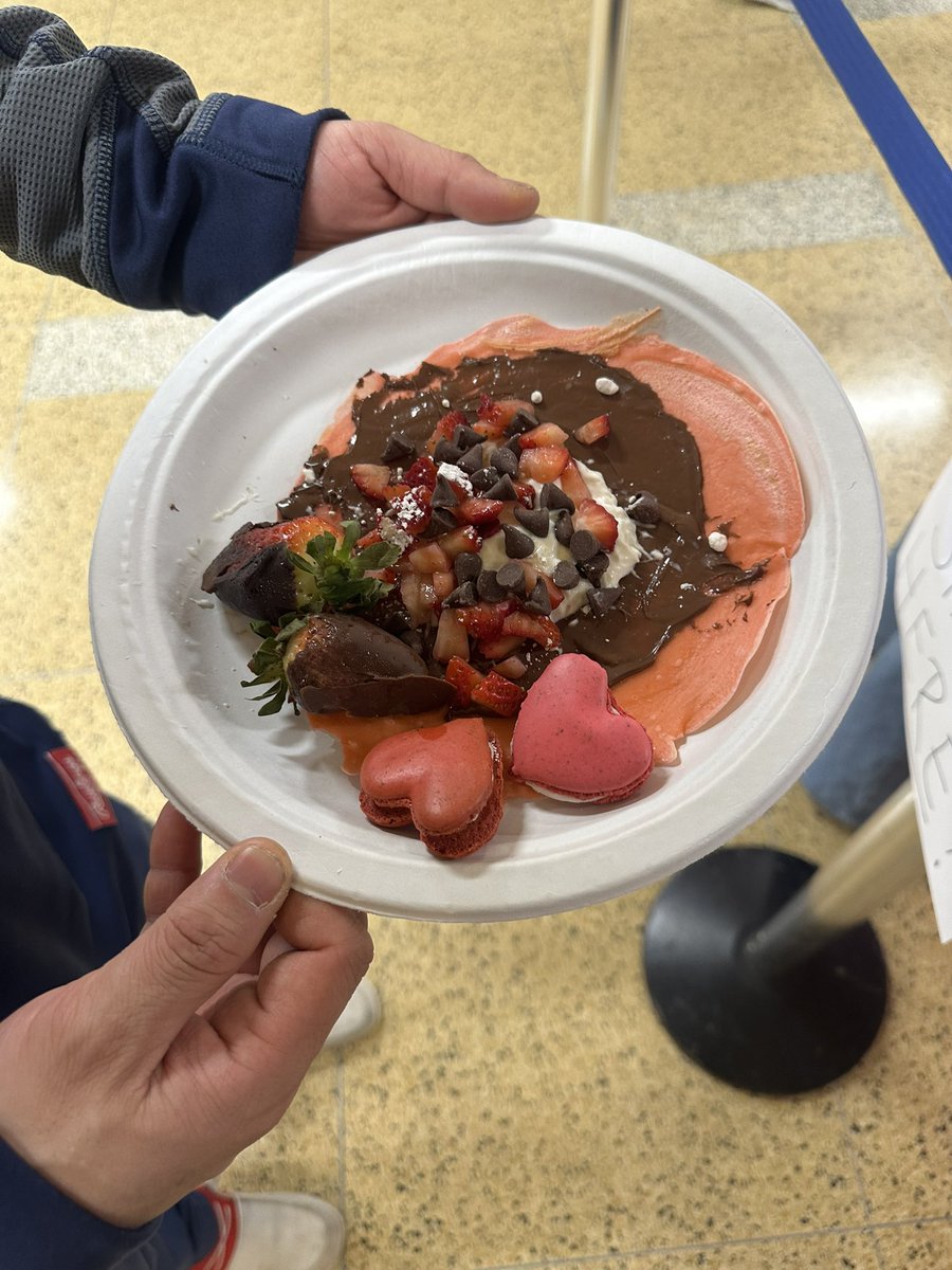 Love was in the air at our French Club bake sale! ❤️ We whipped up delicious heart-shaped macarons, crêpes topped with strawberries, Nutella, bananas, and more! 🍓✨ Joyeuse Saint-Valentin! What would you put on your crêpe? 🤔#WeAreBethpage #ValentinesDay #BakeSale