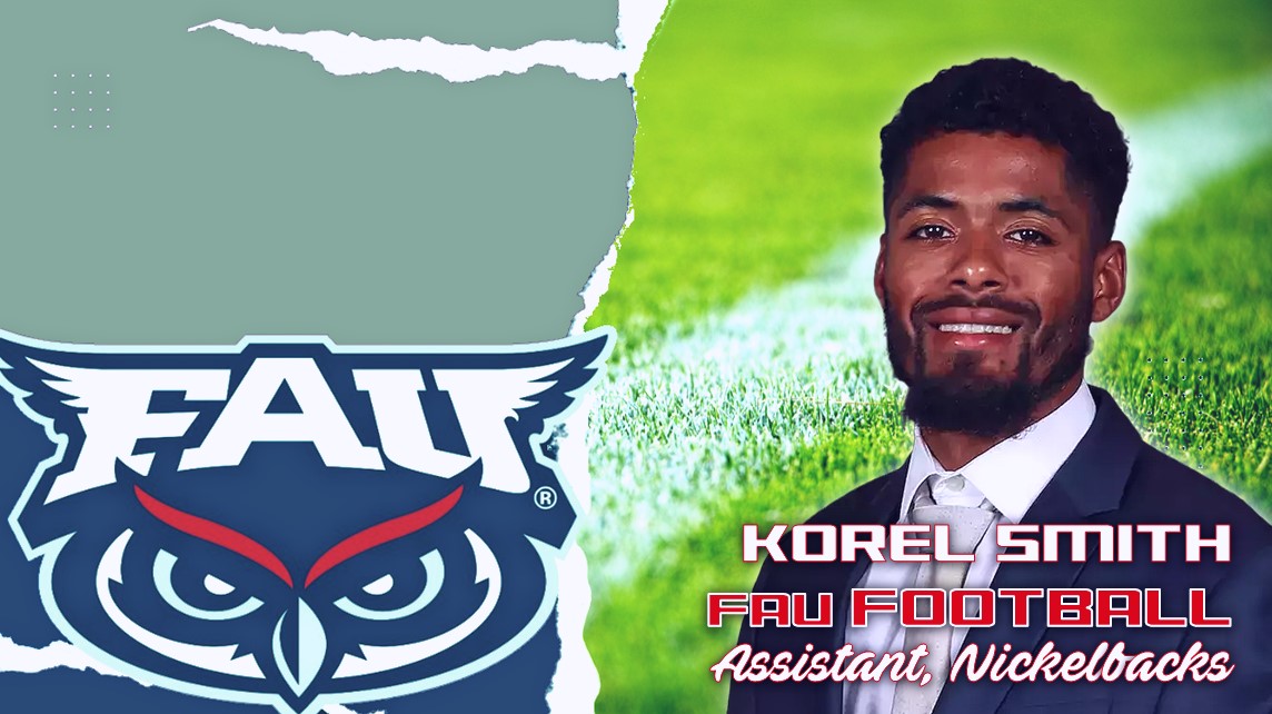 FAU Owls Nest (@fau_owls_nest) on Twitter photo 🗣️ HE'S BACK! #FAU Alum and former secondary standout <a href="/Korel_Smith18/">Coach Korel Smith</a> - most recently of <a href="/GoMocsFB/">Chattanooga Football</a> - has joined <a href="/ZKittley/">Zach Kittley</a> and <a href="/BrettDewhurst/">Brett Dewhurst</a> as an assistant to help lead the Nickelback's Unit for <a href="/FAUFootball/">Florida Atlantic Football</a>. WELCOME BACK to Parad🌴se Coach Smith‼️ 🦉🏈 🗣️ HE'S BACK! #FAU Alum and former secondary standout <a href="/Korel_Smith18/">Coach Korel Smith</a> - most recently of <a href="/GoMocsFB/">Chattanooga Football</a> - has joined <a href="/ZKittley/">Zach Kittley</a> and <a href="/BrettDewhurst/">Brett Dewhurst</a> as an assistant to help lead the Nickelback's Unit for <a href="/FAUFootball/">Florida Atlantic Football</a>. WELCOME BACK to Parad🌴se Coach Smith‼️ 🦉🏈