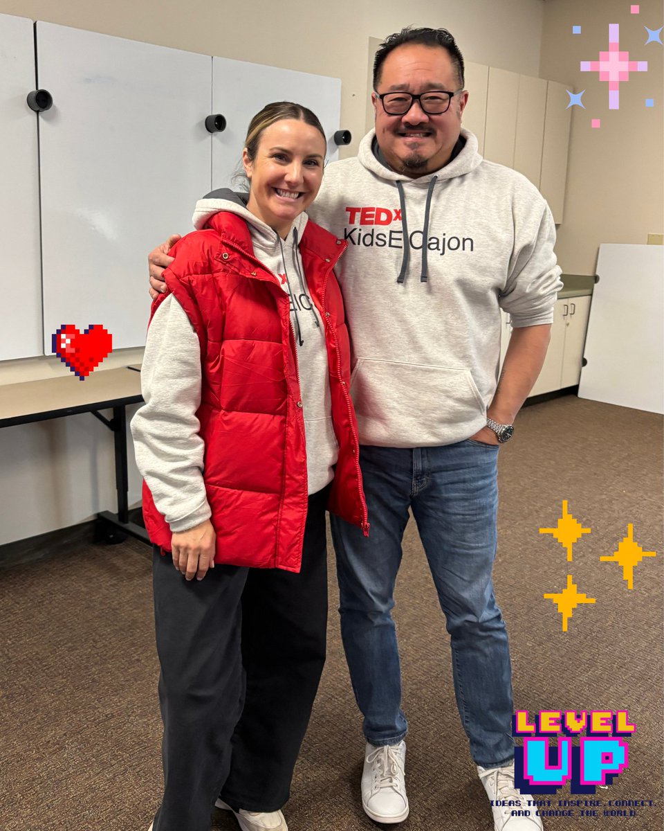 TEDxKidsElCajon's tweet photo. Meet our TEDxKidsElCajon Organizer Jenn and Head of Media Communications Howard!! #levelup2025 #tedxkidselcajon #TEDx #studentvoice #studenttalks @CajonValleyUSD @TEDxTalks  @TED_ED @TEDTalks https://t.co/MAsuQ4S3UA