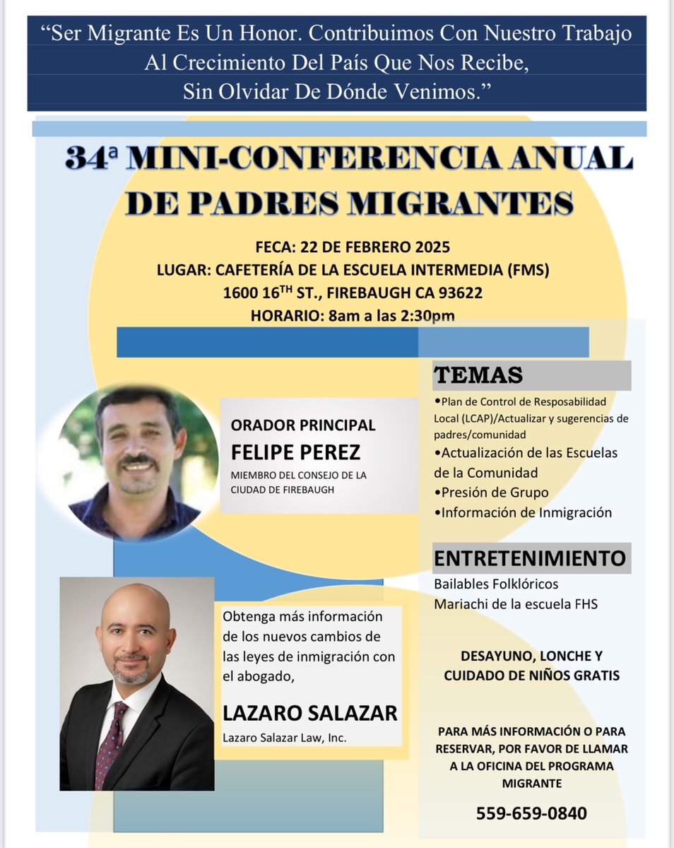 FirebaughMiddle's tweet image. 34th Annual Migrant Parent Mini-Conference