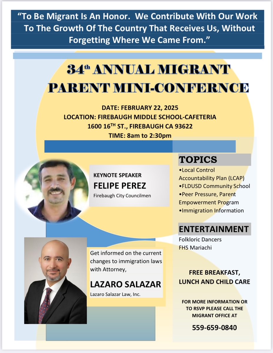 FirebaughMiddle's tweet image. 34th Annual Migrant Parent Mini-Conference