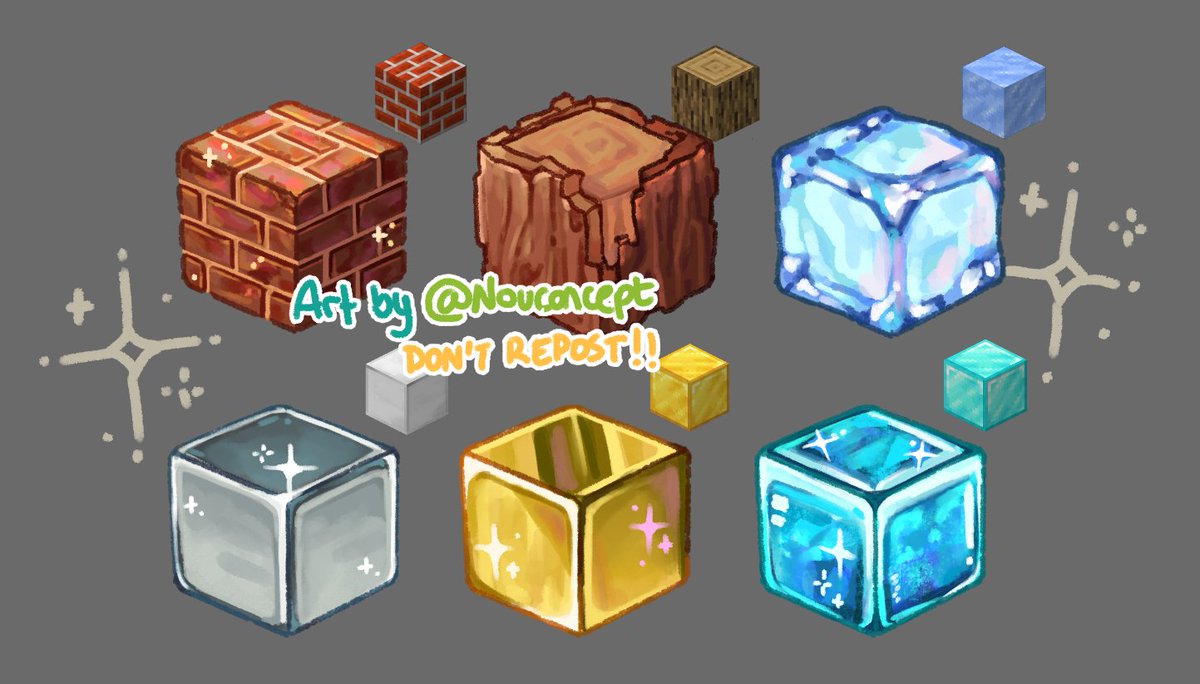 nouconcept's tweet image. texture practice with minecraft blocks! 🌈🌟 which ones should I do next?