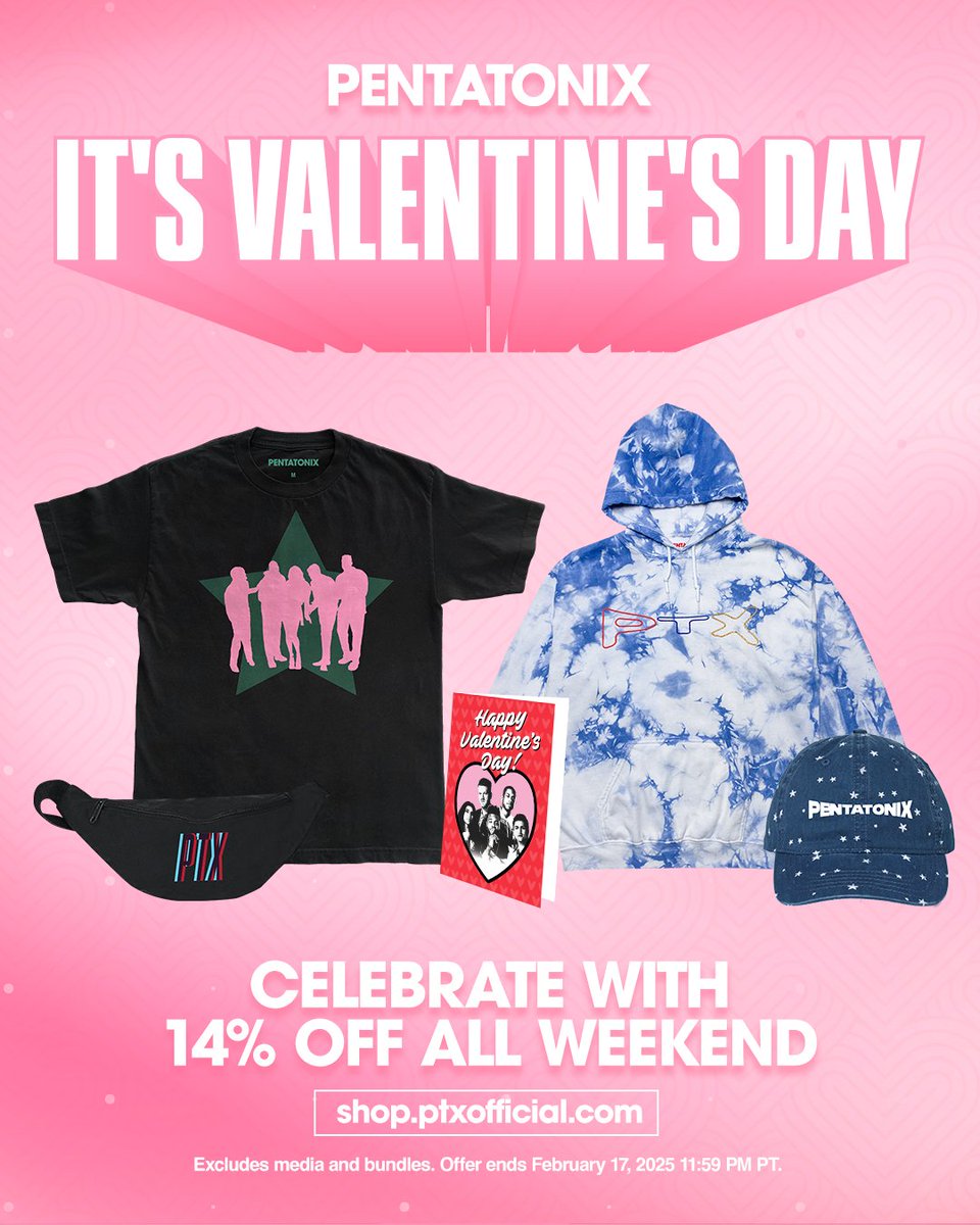 💖 VALENTINE'S DAY SALE 💖

Shop the official PTX store and SAVE 14% OFF ALL WEEKEND! shop.ptxofficial.com #PTXMerch