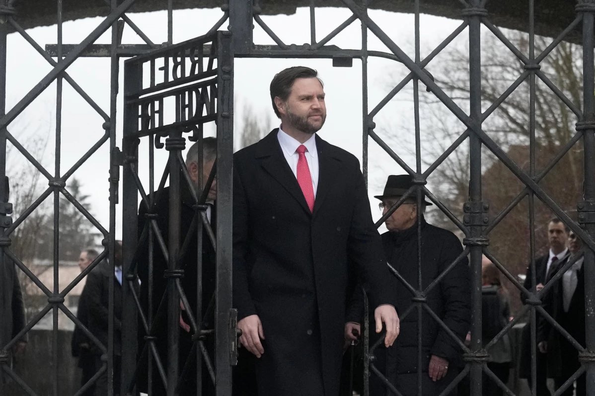 AFpost's tweet image. VP JD Vance visits Dachau concentration camp with his wife and a Holocaust “survivor,” echoes obligatory “Never Again” line.

“I’ve read a lot about the Holocaust in books,” Vance said. “But being here, and seeing it up close in person, really drives home what unspeakable evil…