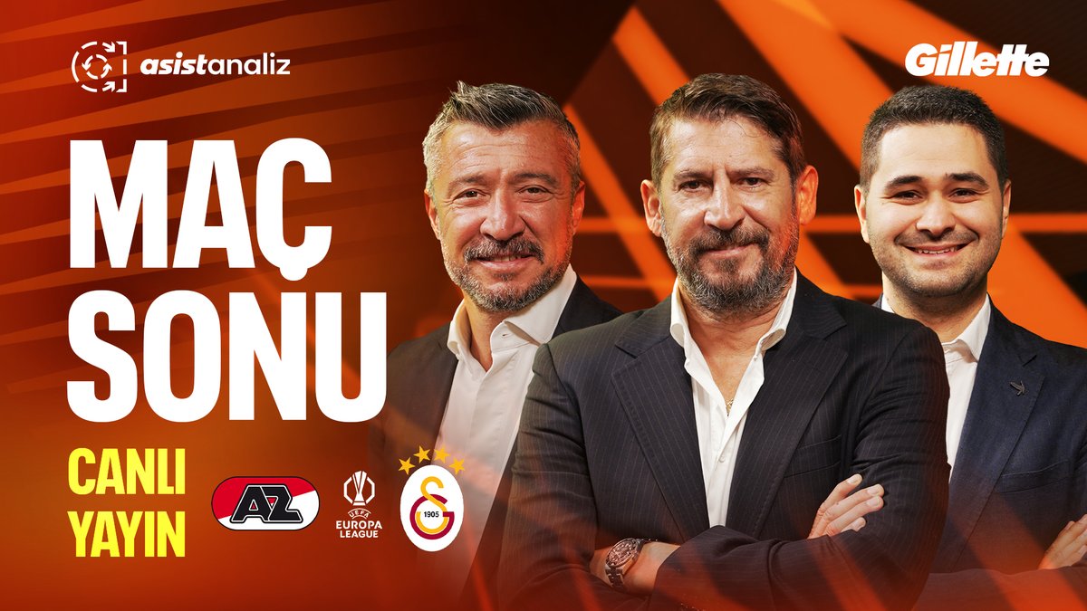 Asist Analiz (@asistanaliz) on Twitter photo 🇳🇱 AZ Alkmaar -Galatasaray 🇹🇷
🔥 Temsilcimizin maçının bitiş düğünün ardından canlı yayındayız!
🎙️ <a href="/davala22/">Ümit Davala</a> x <a href="/TumerMetin11/">Tümer Metin</a> x <a href="/kutlu_Akpinar/">Kutlu Akpinar</a>
🔗 Canlı yayın linki: youtube.com/live/Q_oL1XxBS…
* <a href="/GilletteTR/">Gillette Türkiye</a> x #işbirliği 🇳🇱 AZ Alkmaar -Galatasaray 🇹🇷
🔥 Temsilcimizin maçının bitiş düğünün ardından canlı yayındayız!
🎙️ <a href="/davala22/">Ümit Davala</a> x <a href="/TumerMetin11/">Tümer Metin</a> x <a href="/kutlu_Akpinar/">Kutlu Akpinar</a>
🔗 Canlı yayın linki: youtube.com/live/Q_oL1XxBS…
* <a href="/GilletteTR/">Gillette Türkiye</a> x #işbirliği