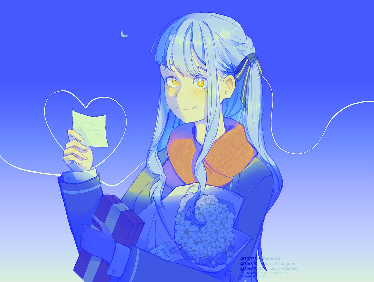 7OR310's tweet photo. Happy Valentine's Day and Happy Birthday Sakiko! 🌼💙

#豊川祥子生誕祭2025
 #AveMujica #アニメムジカ #bandoriart #ValentinesDay https://t.co/68z6Zn94bg