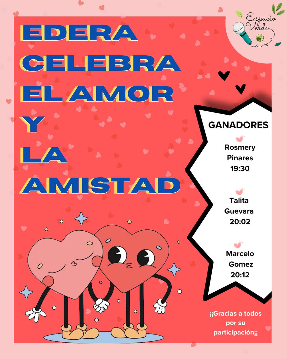 Edera_Pucp's tweet photo. YA TENEMOS GANADORESSS!!! 
Gracias a todos por sus respuestas y por participar de esta actividad. 🙌🙌🙌

Tenemos el nombre de quienes se llevarán las entradas doble al cine.

Nos pondremos en contacto con ustedes para coordinar los detalles. 
#pucp
#podcast
#SanValentin https://t.co/NLss5L5xBb