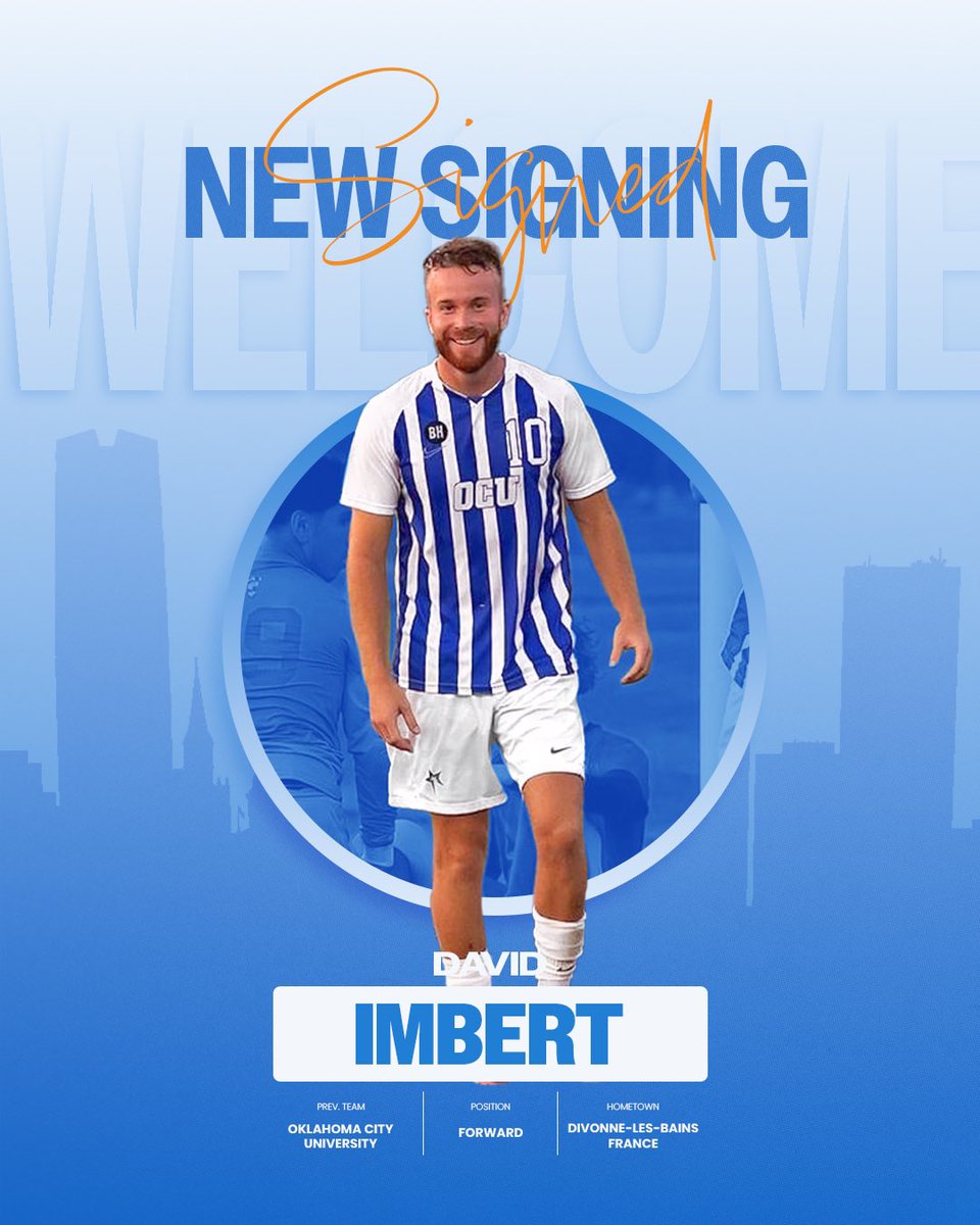 oklaunitedfc's tweet photo. 🚨SIGNED🚨

We are excited to announce the signing of David Imbert! 

⁃Led Oklahoma City University to SAC Conference Championship
⁃Won USL League 2 Conference with Brazos Valley Cavalry FC
⁃Won NPSL Conference with Oklahoma 1889 FC
⁃Played at Charlottetowne Hops FC
⁃Played for various clubs in France and Switzerland 

Coming to us from Divonne-les-Bains, France, Imbert brings strong technical ability, keen vision, and elite experience. Welcome to the squad, David!