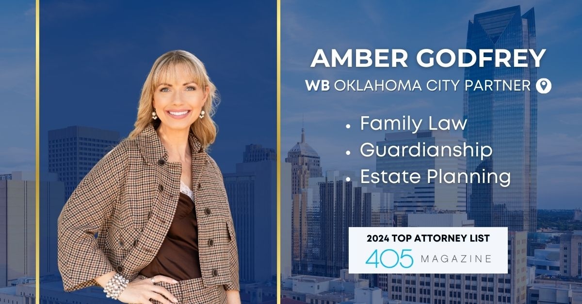 WB_Laws's tweet photo. Are you searching for an outstanding divorce attorney in Oklahoma City?  

Amber Godfrey  was selected for 405 Magazine's preeminent list of outstanding attorneys in central Oklahoma.  Visit https://t.co/FnEIHHW5wJ to learn more about Amber and our team.  

#WhitbeckBeglis #OKC https://t.co/6TbGQYMCuE