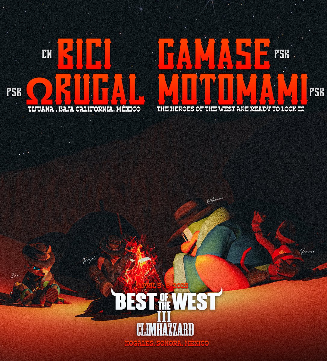 🔥 TIJUANA IS HERE TO DEFEND THE WEST 🔥

We want to welcome BICI (<a href="/BICI227/">BICI</a>), ΩRugal (<a href="/Rugal_SSB/">ΩRugal</a>), Motomami (<a href="/TadeoYM69/">Motomami</a>), and Gamase (<a href="/gamase3_/">Gamase</a>) as they make their way to Nogales to defend the West from the rest of the invaders. Will they be able to make some noise at one of the