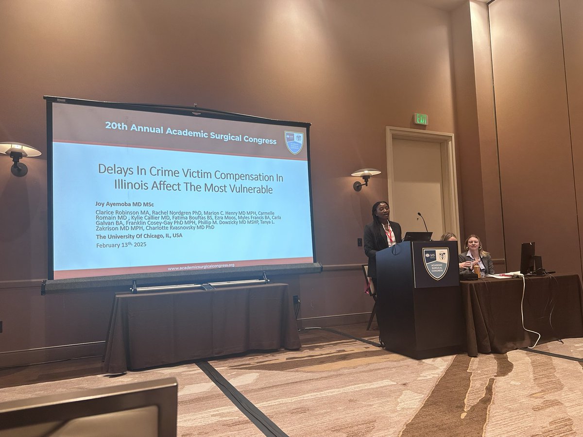 Charlotte Kvasnovsky (@ckvasnovsky) on Twitter photo More awesome work from <a href="/uchicagosurgery/">UChicago Surgery</a> at #ASC2025, Peds ECMO fellow Joy Ayemoba presenting on delays in crime victim compensation <a href="/tzakrison/">Tanya Zakrison (she/her)</a> <a href="/mcwhmd/">Marion Henry 🟧</a> More awesome work from <a href="/uchicagosurgery/">UChicago Surgery</a> at #ASC2025, Peds ECMO fellow Joy Ayemoba presenting on delays in crime victim compensation <a href="/tzakrison/">Tanya Zakrison (she/her)</a> <a href="/mcwhmd/">Marion Henry 🟧</a>