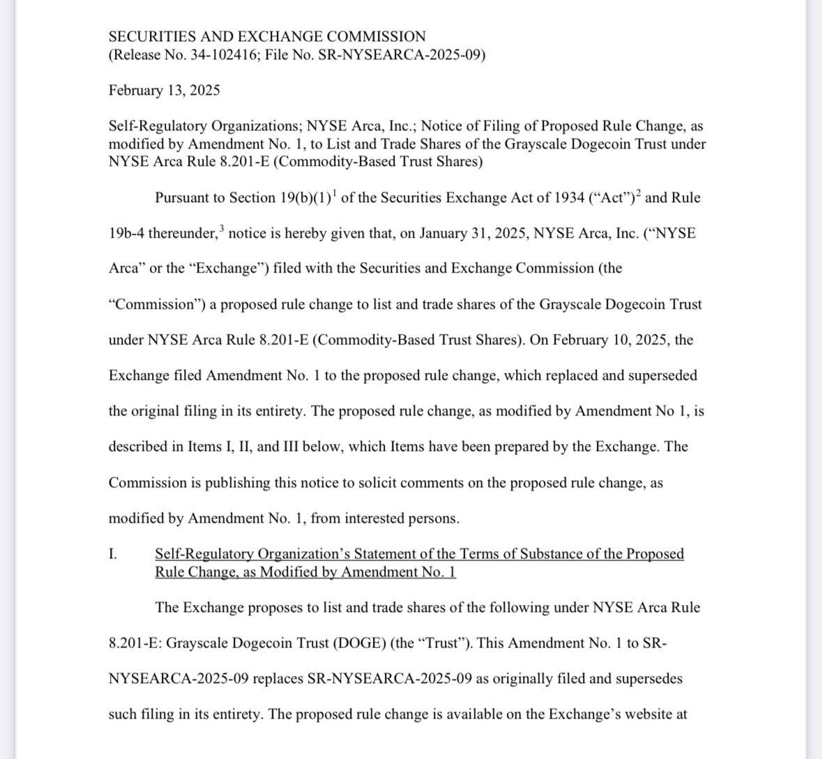 NEW: @Grayscale Dogecoin ETF filing acknowledged by the SEC