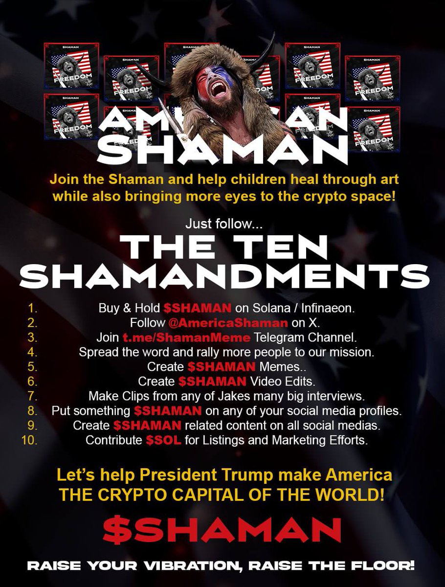 $SHAMAN 
Follow the 10 Shamandments 

And join the next big #meme 
t.me/ShamanMeme