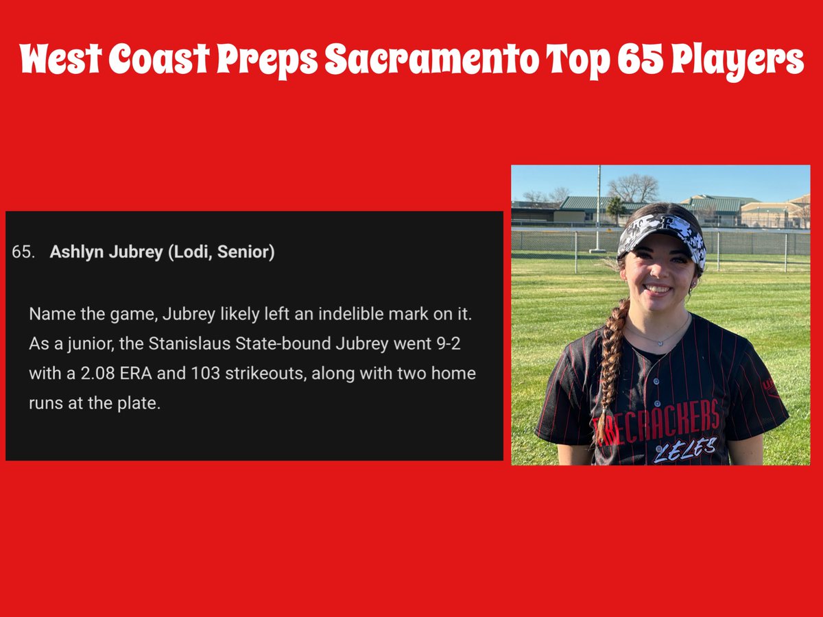 Firecrackers Leles 18 Gold (@fcleles18gold) on Twitter photo Thank you <a href="/WCPSacramento/">West Coast Preps Sacramento</a> for including our girls as some of the top players in the Sacramento area! We’re excited to watch them ball out this season🤍🧨
<a href="/clairekrotine02/">Claire Krotine</a> <a href="/SCUSoftball/">Santa Clara Softball</a>
<a href="/abril_parker08/">Abril Parker</a> <a href="/ucdavissoftball/">UC Davis Softball</a>
<a href="/AbbyDavidson04/">Abigail Davidson</a> <a href="/UtahTech_SB/">Utah Tech Softball</a>
<a href="/ashlynjubrey25/">Ashlyn Jubrey 2025</a> <a href="/GoStanState/">Stan State Athletics</a> Thank you <a href="/WCPSacramento/">West Coast Preps Sacramento</a> for including our girls as some of the top players in the Sacramento area! We’re excited to watch them ball out this season🤍🧨
<a href="/clairekrotine02/">Claire Krotine</a> <a href="/SCUSoftball/">Santa Clara Softball</a>
<a href="/abril_parker08/">Abril Parker</a> <a href="/ucdavissoftball/">UC Davis Softball</a>
<a href="/AbbyDavidson04/">Abigail Davidson</a> <a href="/UtahTech_SB/">Utah Tech Softball</a>
<a href="/ashlynjubrey25/">Ashlyn Jubrey 2025</a> <a href="/GoStanState/">Stan State Athletics</a>