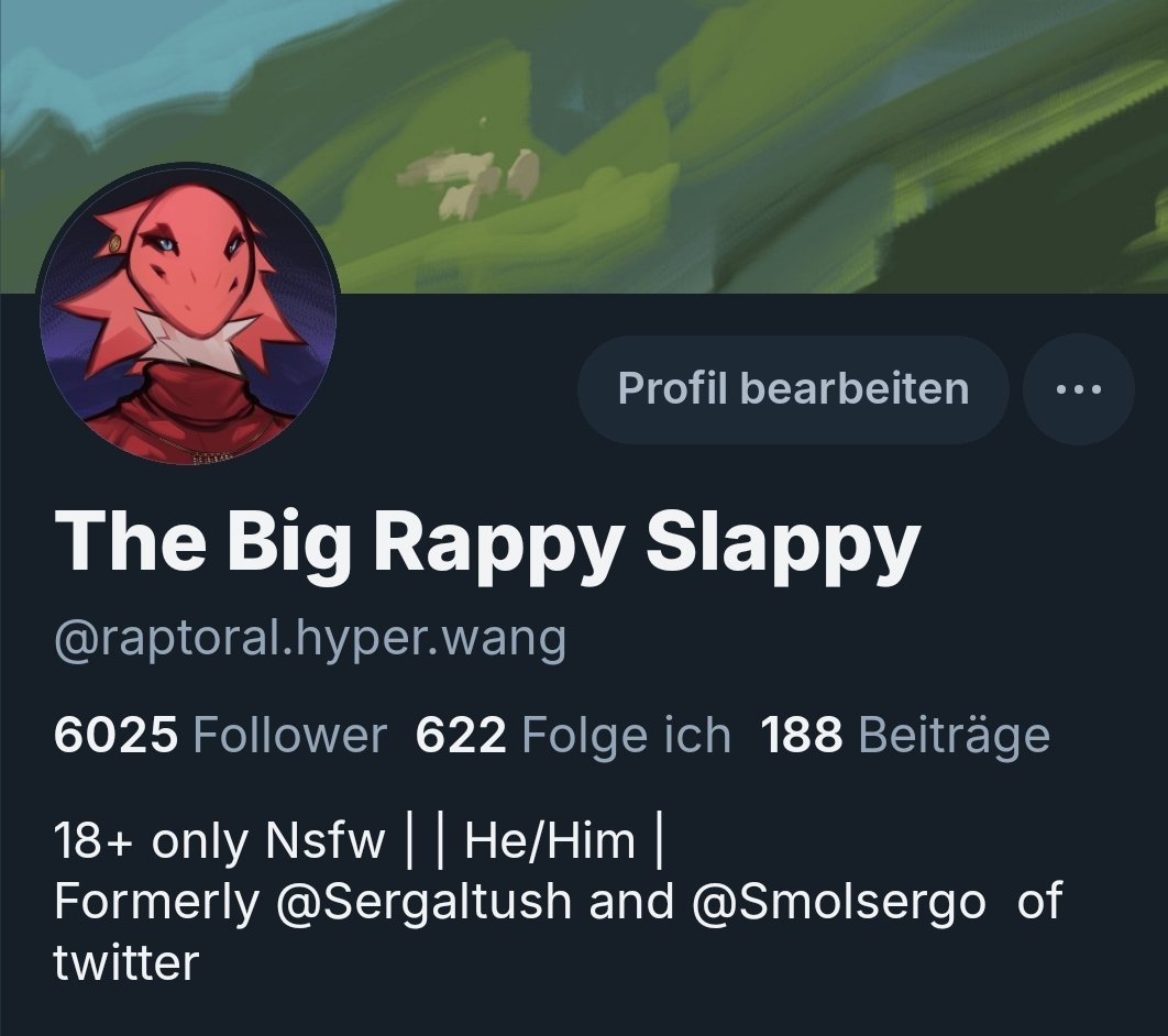 I'll be keeping my accounts on this site to interact with things but art wise I'll primarily be posting over on the other place 
For ease of copy pasting the username: Raptoral.hyper.wang