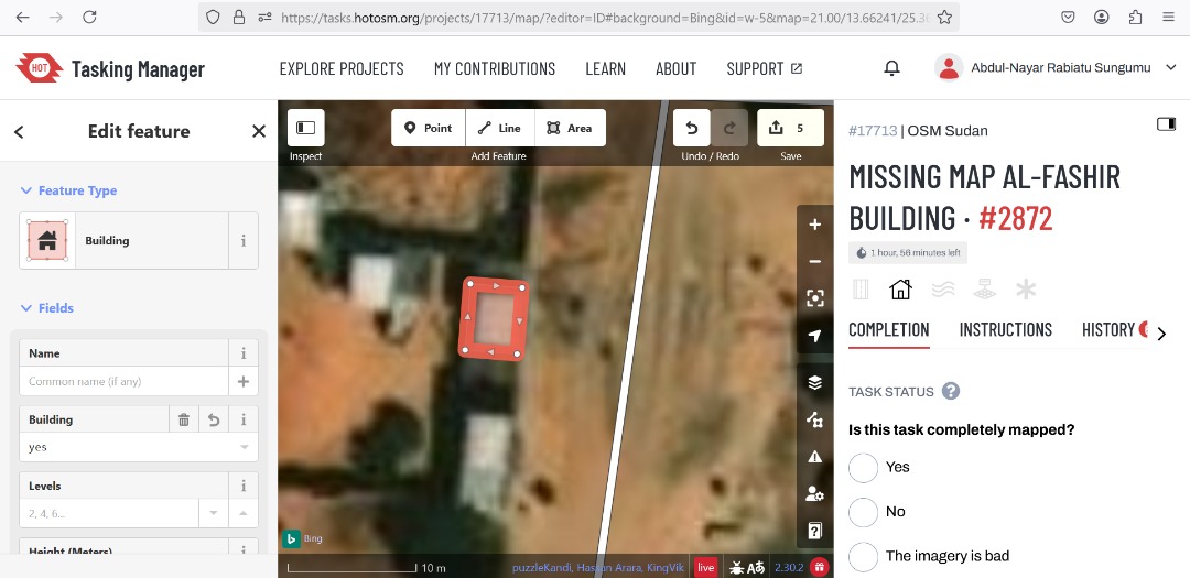 _Hijab_Girl1's tweet image. Day 13 of 28 days Mapping Challenge 
Today I mapped buildings using the ID editor 
@OSMGhana 
#28DaysMapping Challenge #OSM #MapWithLove #MapChallenge #28for28 #OSMGhana