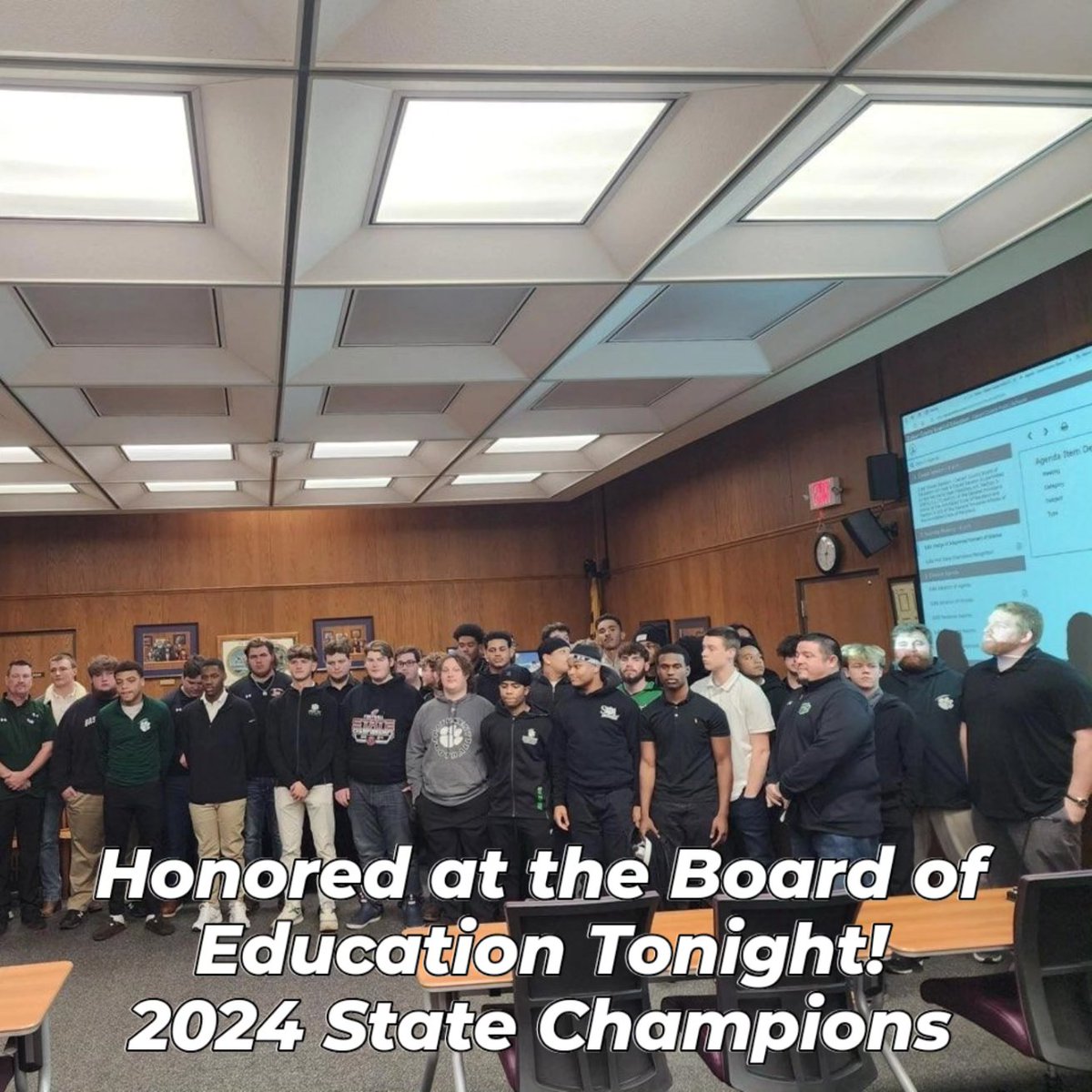 Patuxent Football honored at the Board of Education tonight! 2024 State Champions!! #WETSU #19Banners #reppinLusby #WeFightTogether