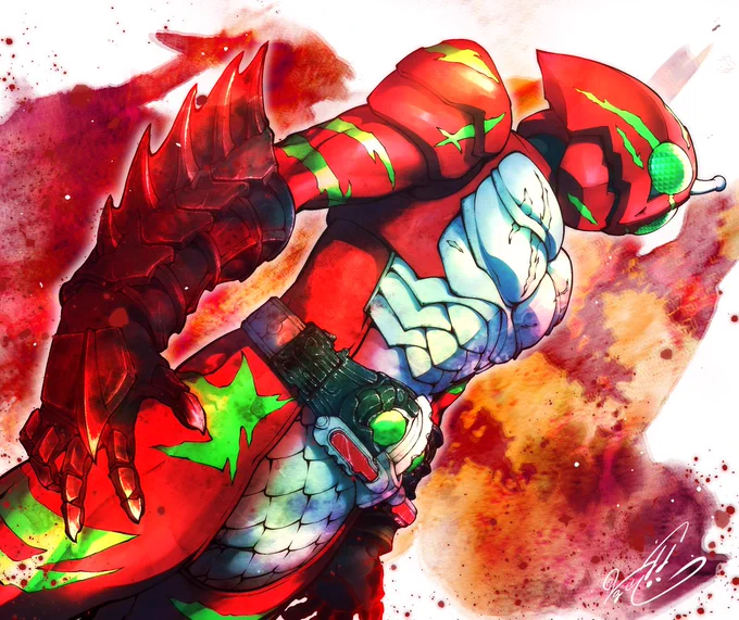 #お前が描いた特撮絵を見せろ アマゾンズいつかオメガとシグマも描きたいな～ 