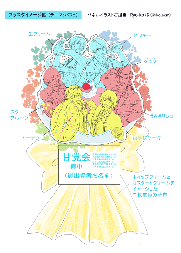 HappyValentine🍫
3/15-16 幕張プロミ併せで、
甘党会の皆さんに祝い花をお送りする企画を立てました🥞🍩🍰
宜しければぜひご参加くださいませ💐

◤素敵なパネルイラストご協力
Ryo-ko（<a href="/rko_scm/">Ryo-ko</a>）様

◤口数
一口600円 / 上限6口

◤参加表明期限
2/28(金) 23:59

◤詳細
sakaseru.jp/mina/event/0bd…