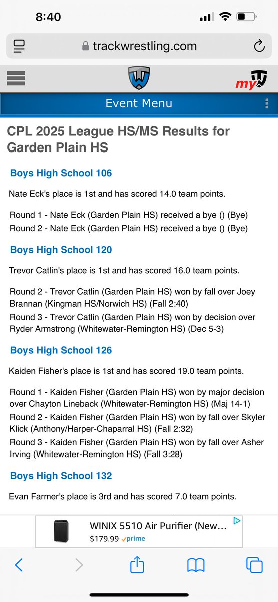 Congrats to Coach Daerr and Coach Nickelson for coaching the Boys!! CPL Champs.

Amazing job athletes