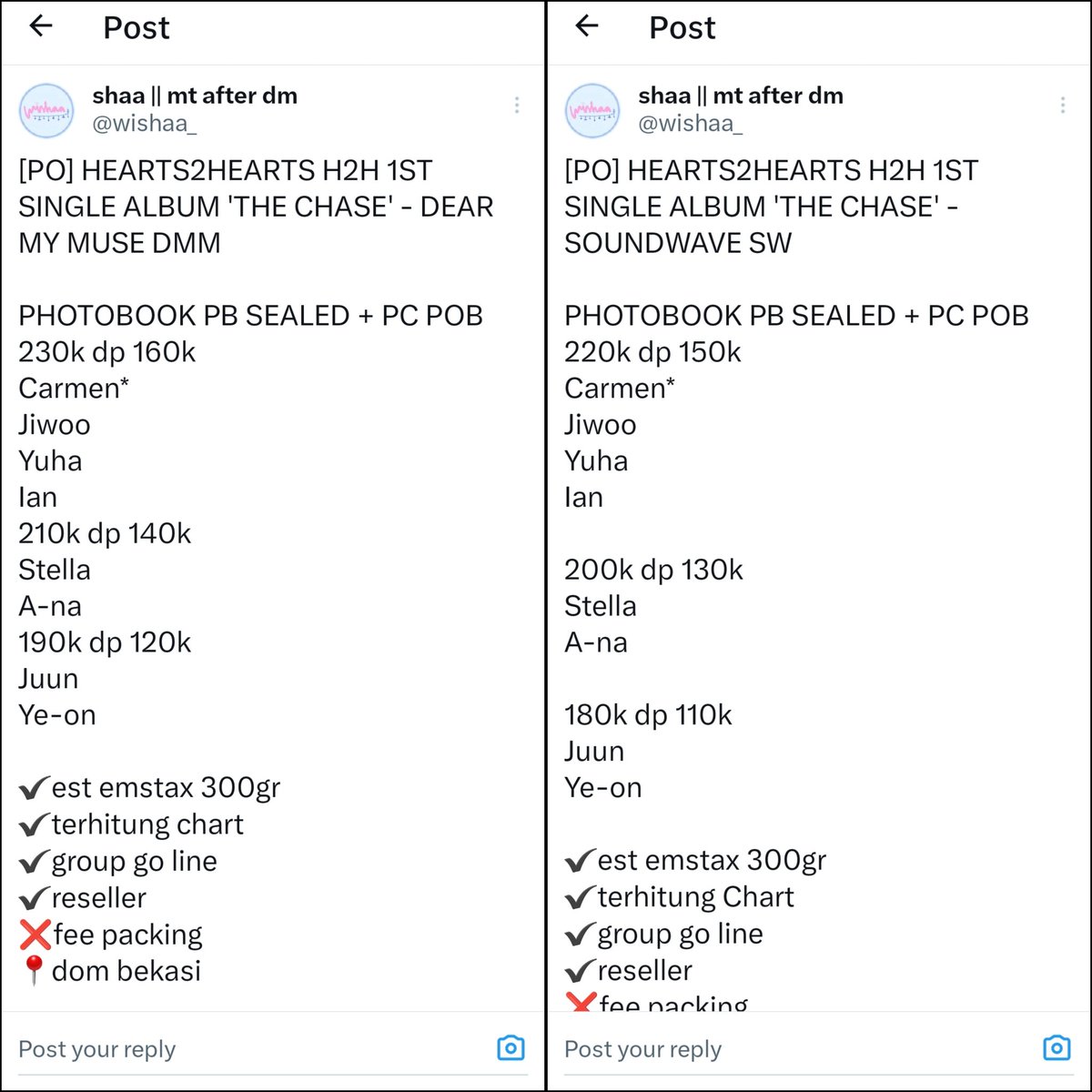 wishaa_'s tweet photo. #wts yukkk open po 1st single album hearts2hearts h2h the chase nihh, open fix pob jugaa untuk web soundwave dan dmm, go dom bekasii
https://t.co/eWeWDd1a7L https://t.co/QjBWmk1NEb