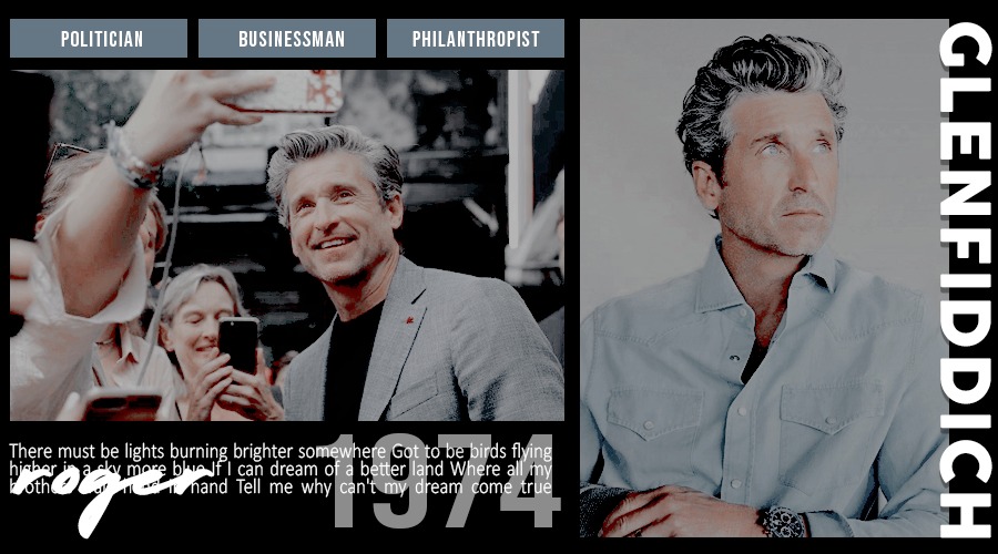 ⠀⠀⠀⠀⠀⠀⠀⠀𝐑𝐨𝐠𝐞𝐫 𝐆𝐥𝐞𝐧𝐟𝐢𝐝𝐝𝐢𝐜𝐡
⠀⠀⠀⠀⠀━━━━━━━━━━━━━
⠀⠀⠀⠀
⠀⠀⠀⠀⠀⠀⠀𝕱𝖆𝖒𝖎𝖑𝖞 │𝕯𝖚𝖙𝖞 │𝕳𝖔𝖓𝖔𝖗
⠀
⠀⠀⠀⠀⠀⠀𝑯e had charisma..  
⠀⠀⠀⠀⠀⠀𝑾omen loved him.. 
⠀⠀⠀⠀⠀⠀𝑴en wanted to be like him..
⠀