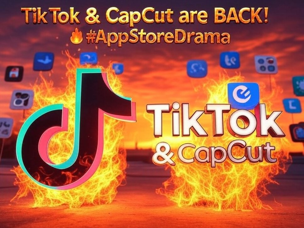 thetrashposter's tweet photo. TikTok & CapCut back on US App Store after legal drama! 🚨 Apple's decision sparks app freedom debate. X hits #1! What's next for app markets? 📷 #AppStore #TikTokReturn #capcut #tixtok https://t.co/GqQuXR7wC0
