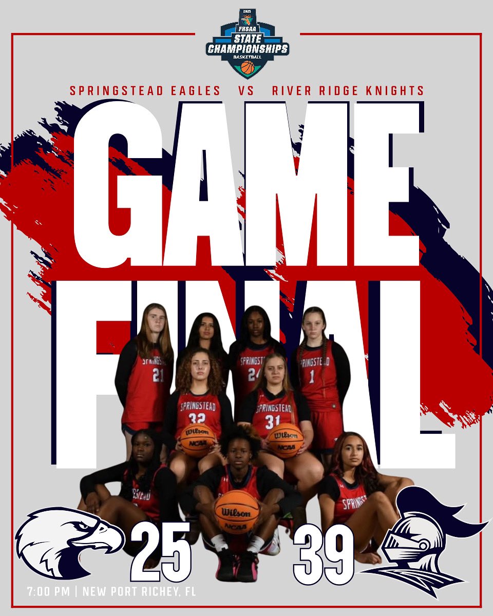 Springstead Girls Basketball (@steadgirlshoops) on Twitter photo Not the outcome we wanted, but we’re incredibly proud of this team. The Lady Eagles fought hard all season, finishing 20-7—the 2nd best season in program history.
Final Score:
Eagles 25 | Knights 39
Thank you for an unforgettable season. Hold your heads high, Lady Eagles! 🦅 Not the outcome we wanted, but we’re incredibly proud of this team. The Lady Eagles fought hard all season, finishing 20-7—the 2nd best season in program history.
Final Score:
Eagles 25 | Knights 39
Thank you for an unforgettable season. Hold your heads high, Lady Eagles! 🦅