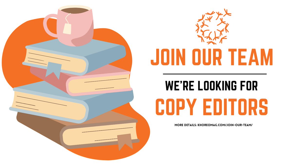 We're looking for more copy editors to join our team! If you're passionate about speculative fiction, have a strong grasp of spelling, grammar, punctuation, and consistency, come apply! Deadline is March 3. More details on duties and how to apply here: khoreomag.com/join-our-team/