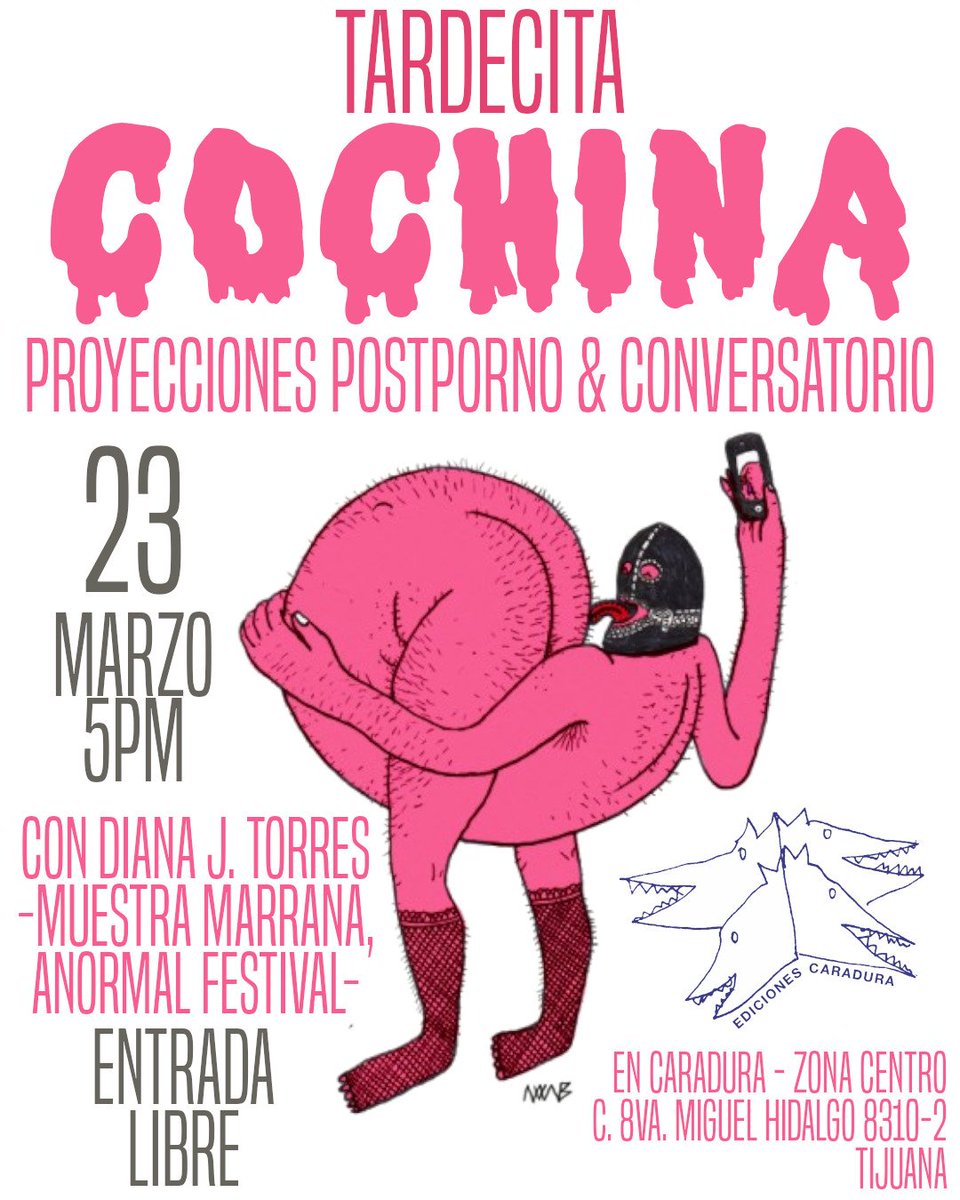 Tarde bien cochina en Tijuana, con dibujito de AXAB
En Caradura
<a href="/Caraduratijuana/">Ediciones Caradura</a>