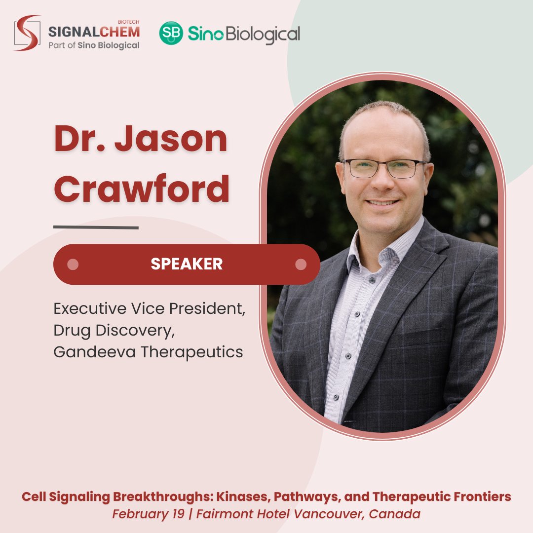Another expert joins the Cell Signaling Symposium!

Dr. Jason Crawford, Executive Vice President of Drug Discovery at Gandeeva Therapeutics, brings expertise in cryo-EM &amp; computational #DrugDiscovery.

📅 Feb 19, 2024
🔗 Register now: ow.ly/I84A50UZR0N