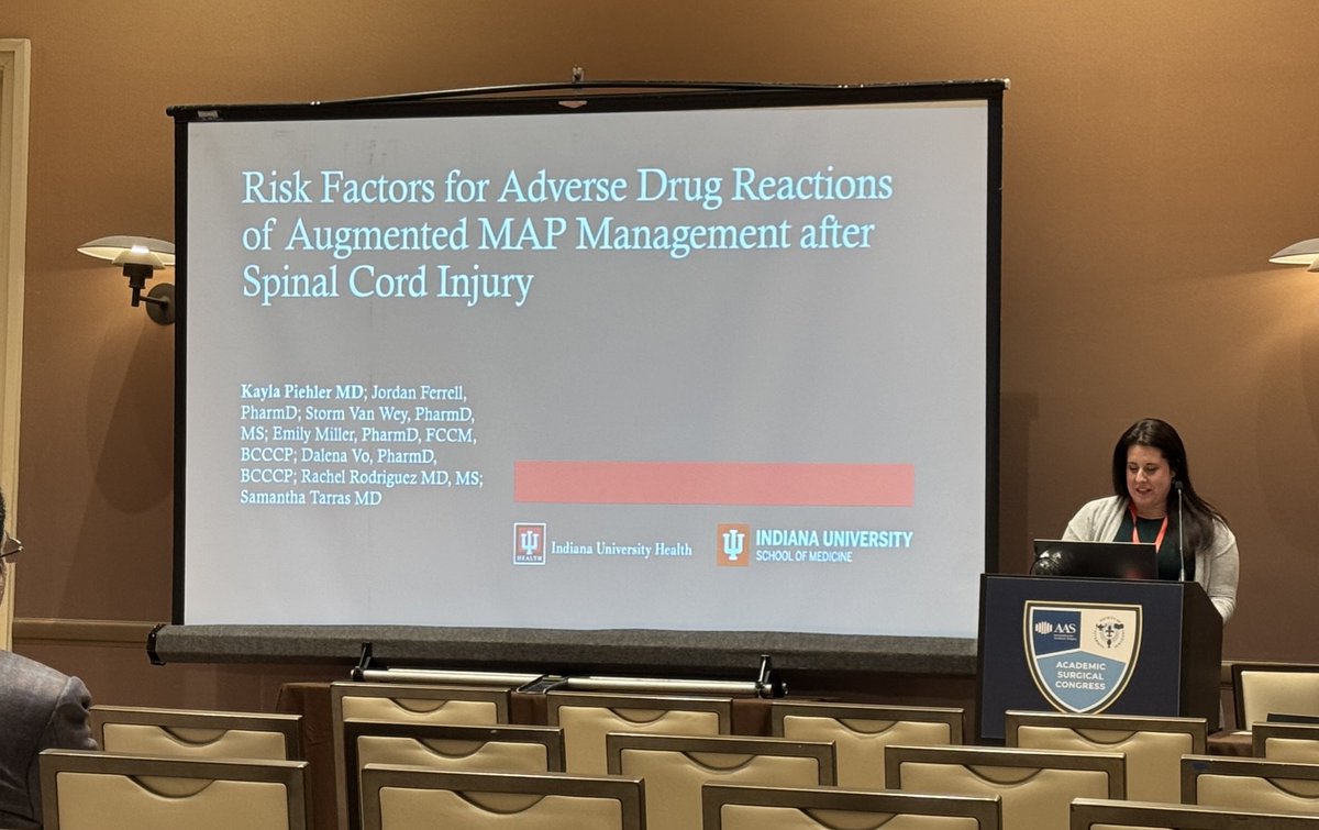 Samantha Tarras (@samtarras) on Twitter photo Dr. Kayla Piehler presenting our research on potential adverse outcomes on augmented MAP therapy for spinal cord injuries. Great job! <a href="/IU_Surgery/">Indiana Surgery -Indiana Univ School of Medicine</a> #ASC2025 Dr. Kayla Piehler presenting our research on potential adverse outcomes on augmented MAP therapy for spinal cord injuries. Great job! <a href="/IU_Surgery/">Indiana Surgery -Indiana Univ School of Medicine</a> #ASC2025